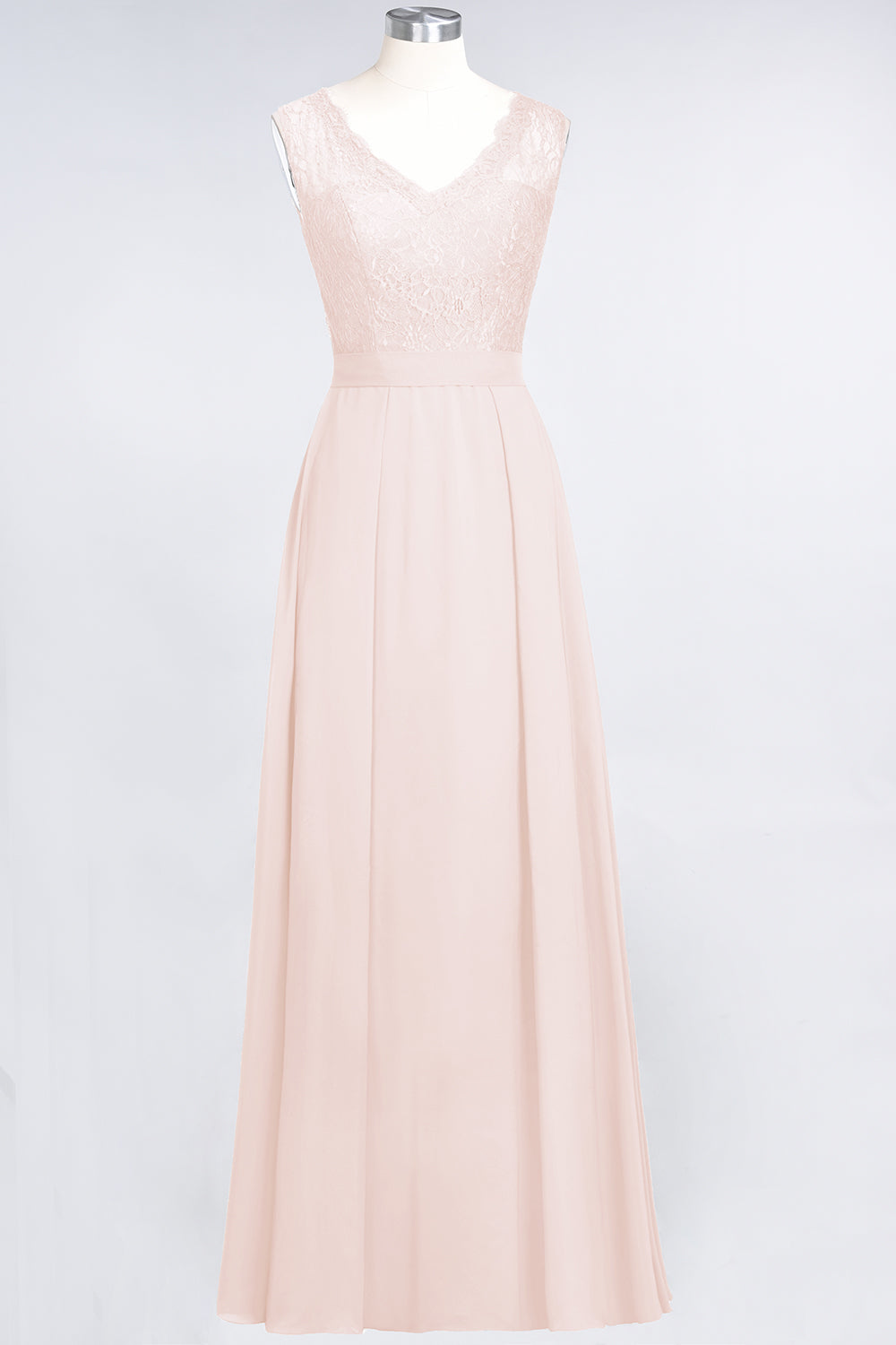 Modest Chiffon V-Neck Burgundy Lace Bridesmaid dresses - Fashionpara