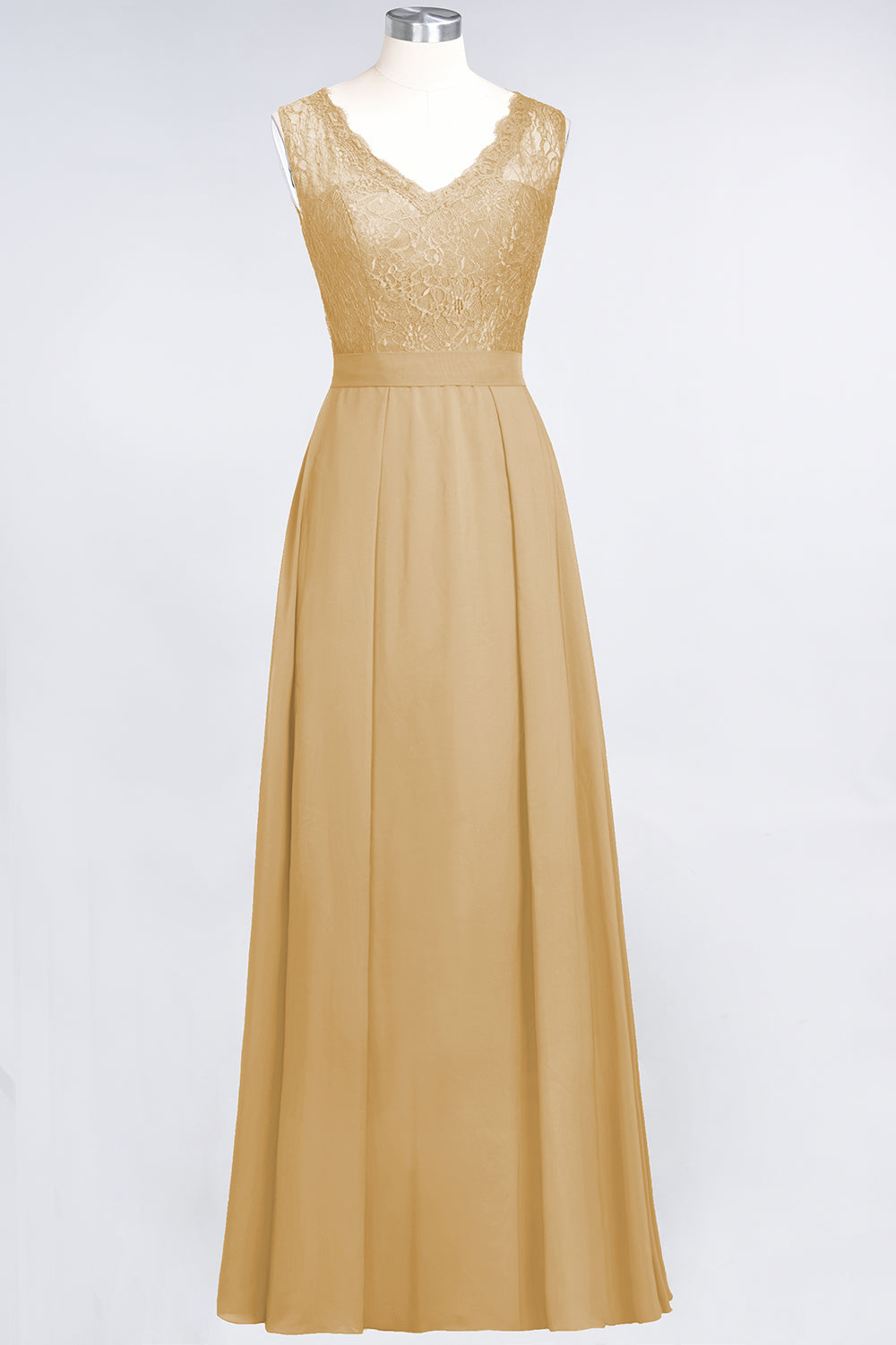 Modest Chiffon V-Neck Burgundy Lace Bridesmaid dresses - Fashionpara