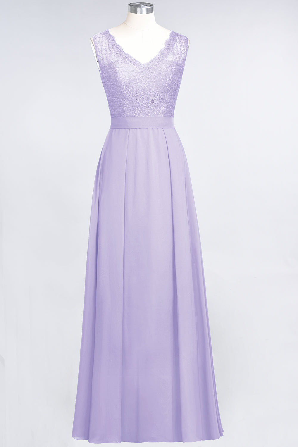 Modest Chiffon V-Neck Burgundy Lace Bridesmaid dresses - Fashionpara