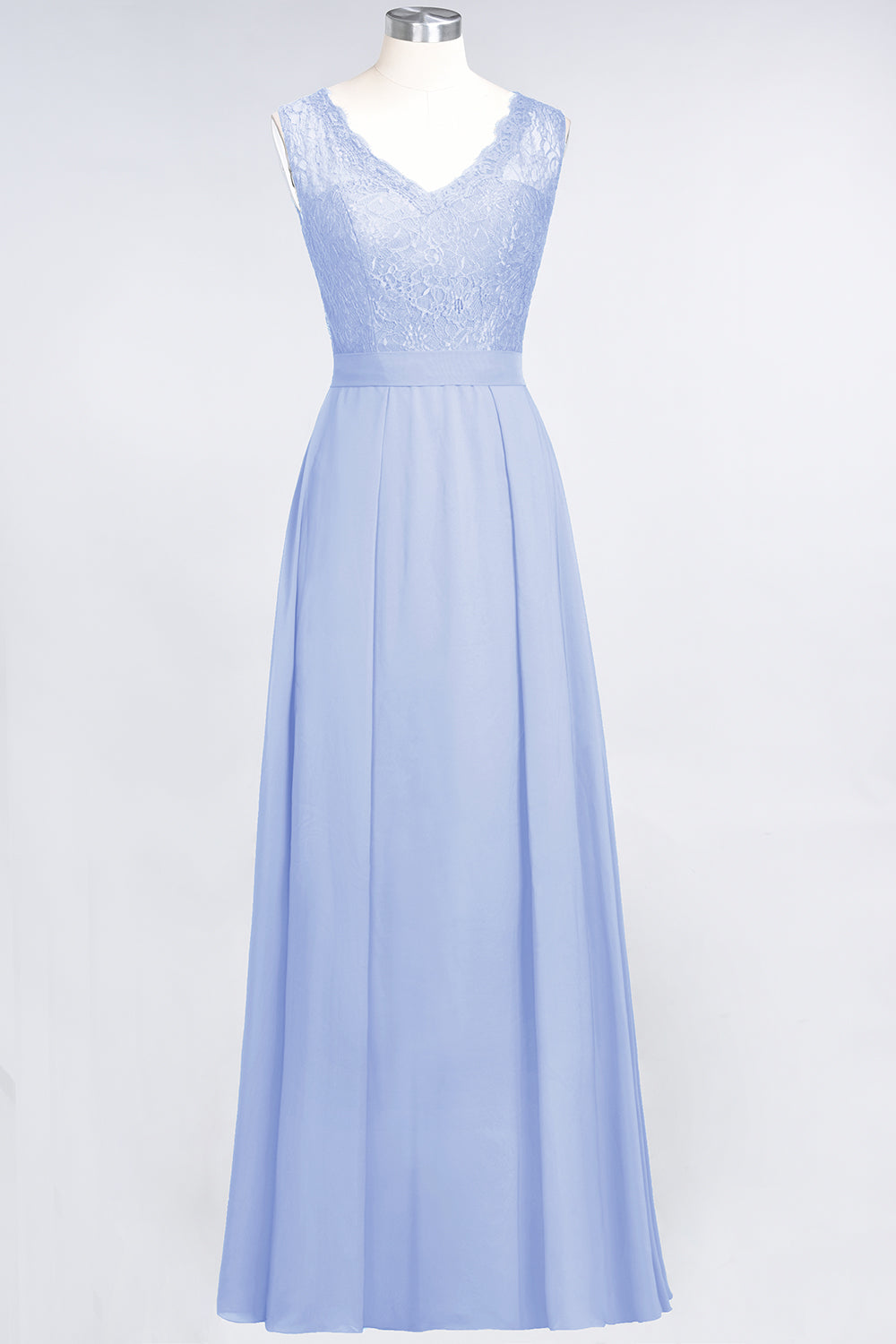 Modest Chiffon V-Neck Burgundy Lace Bridesmaid dresses - Fashionpara