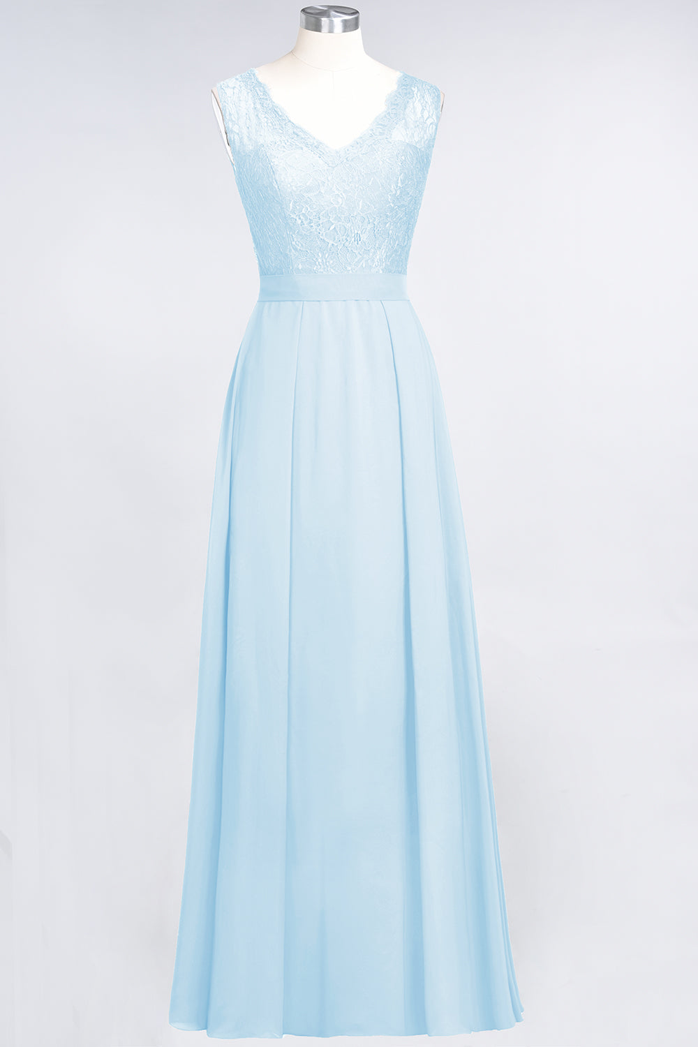 Modest Chiffon V-Neck Burgundy Lace Bridesmaid dresses - Fashionpara