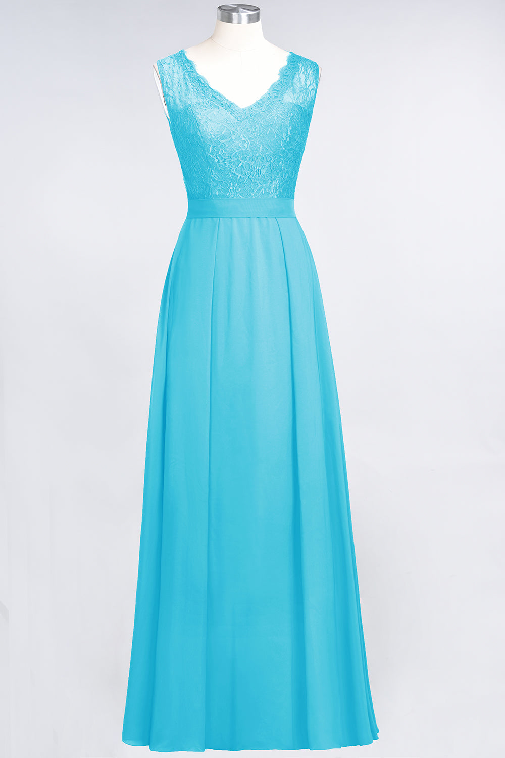 Modest Chiffon V-Neck Burgundy Lace Bridesmaid dresses - Fashionpara