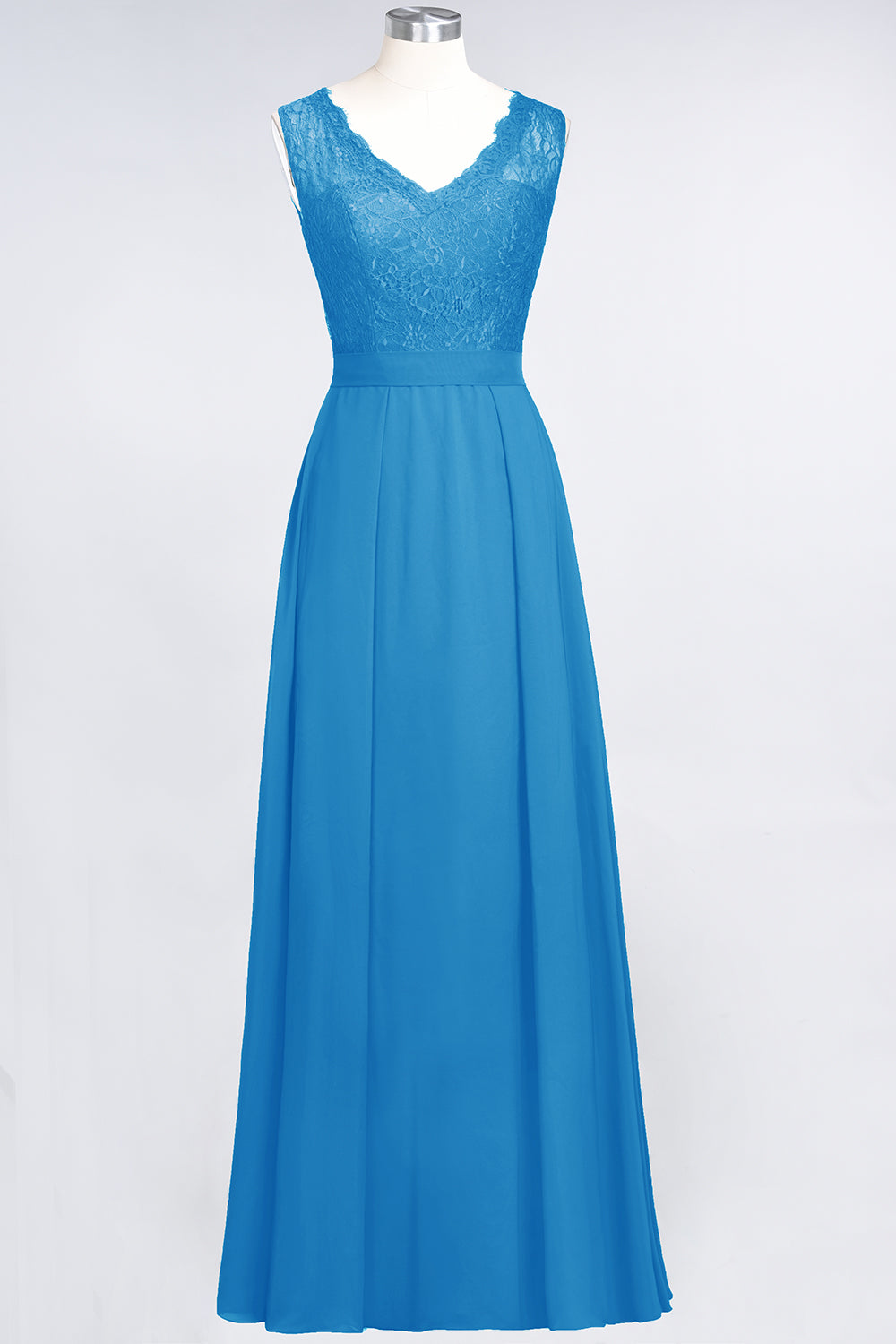 Modest Chiffon V-Neck Burgundy Lace Bridesmaid dresses - Fashionpara