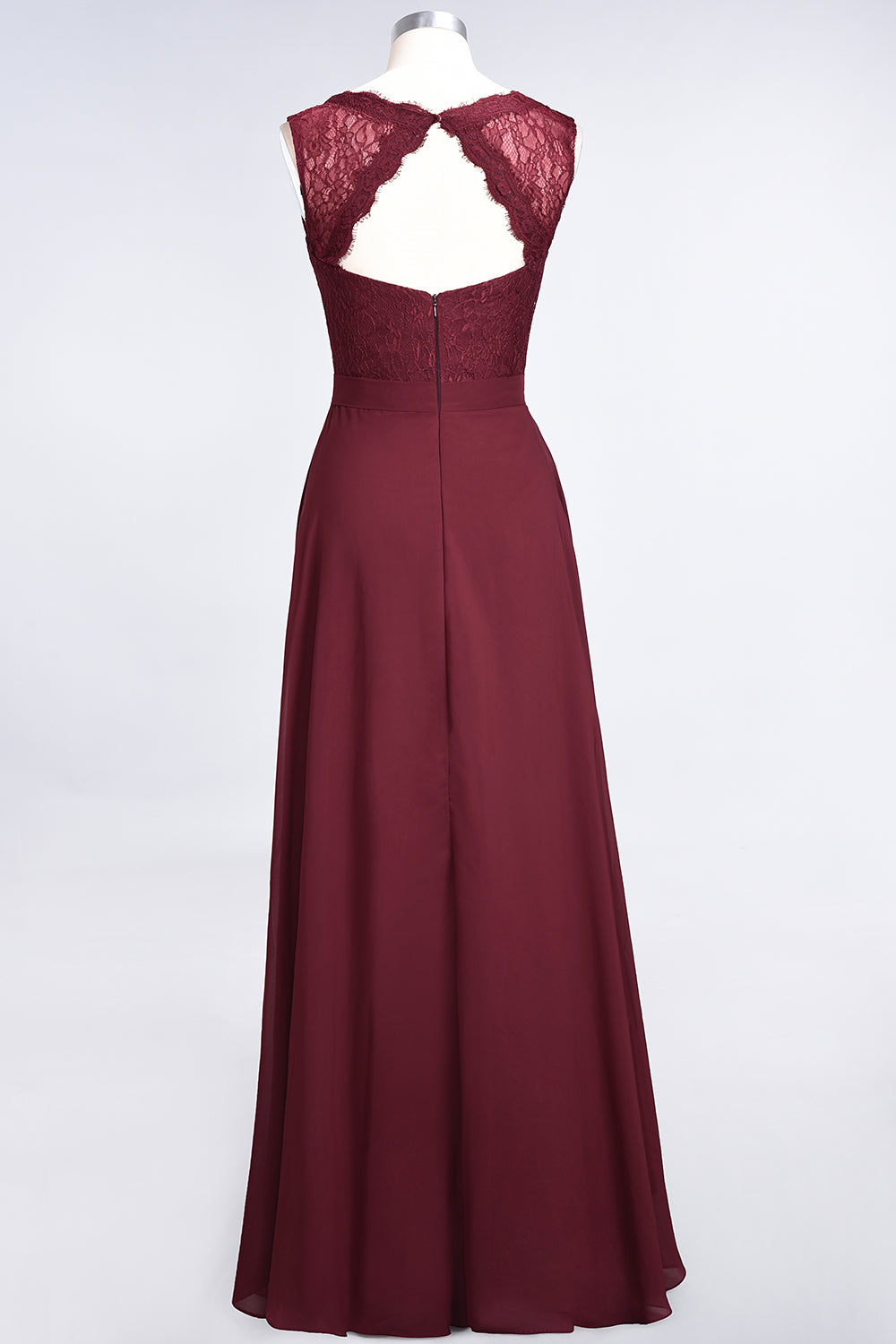 Modest Chiffon V-Neck Burgundy Lace Bridesmaid dresses