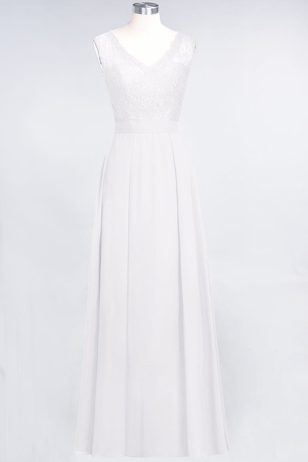 Modest Chiffon V-Neck Burgundy Lace Bridesmaid dresses - Fashionpara