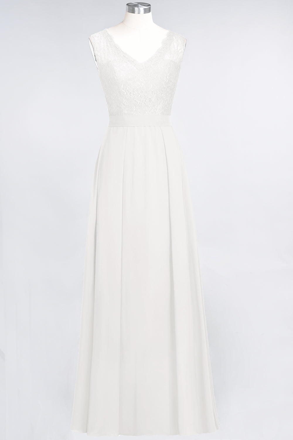 Modest Chiffon V-Neck Burgundy Lace Bridesmaid dresses - Fashionpara
