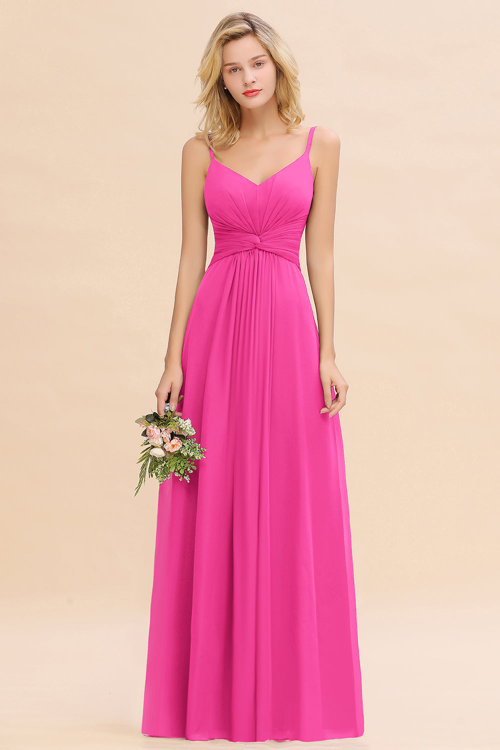 Modest Ruffle Spaghetti Straps Backless Burgundy Bridesmaid dresses Affordable - Fashionpara