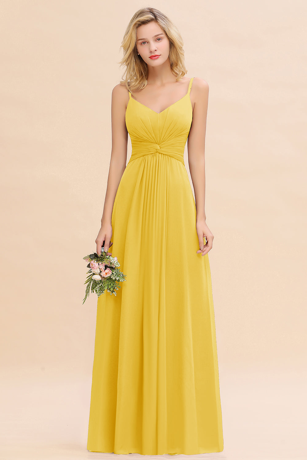 Modest Ruffle Spaghetti Straps Backless Burgundy Bridesmaid dresses Affordable - Fashionpara