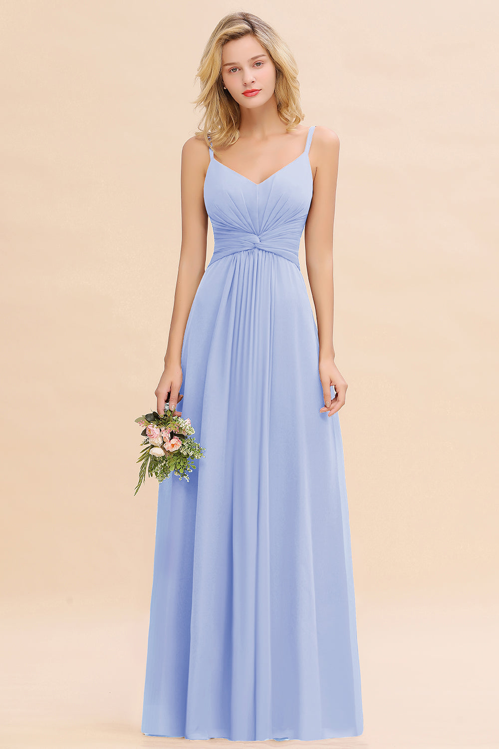 Modest Ruffle Spaghetti Straps Backless Burgundy Bridesmaid dresses Affordable - Fashionpara