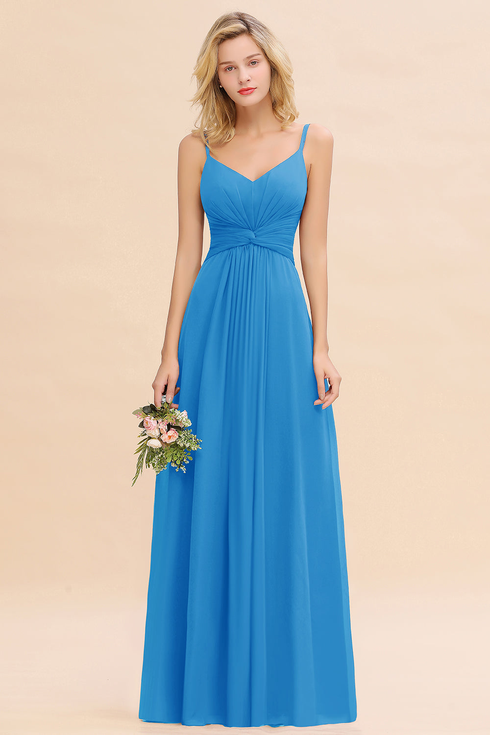 Modest Ruffle Spaghetti Straps Backless Burgundy Bridesmaid dresses Affordable - Fashionpara