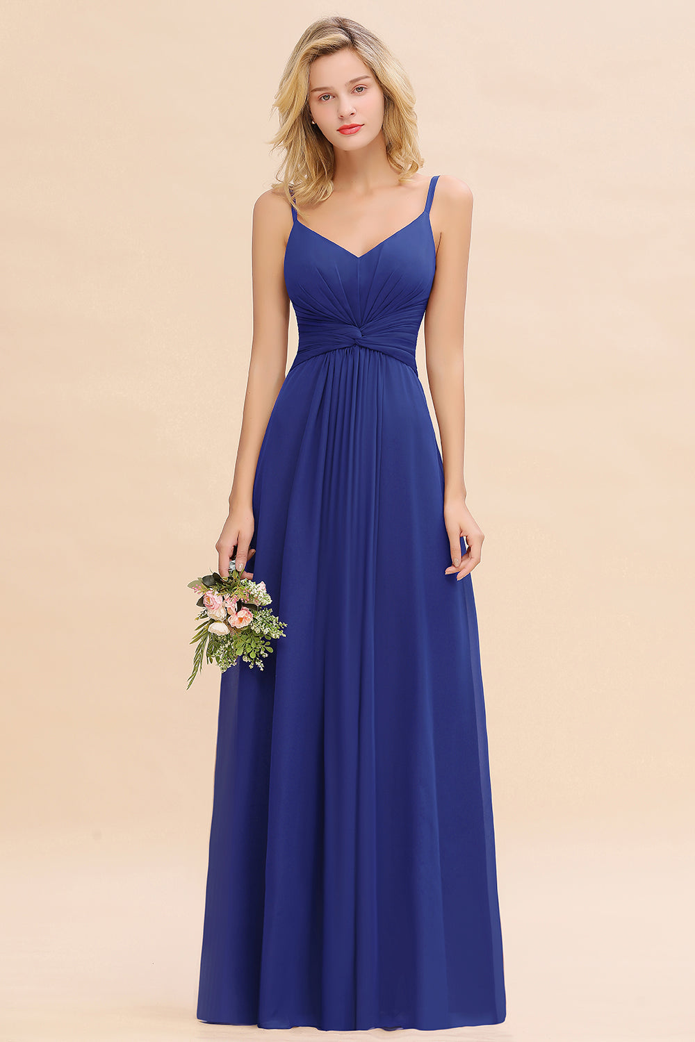 Modest Ruffle Spaghetti Straps Backless Burgundy Bridesmaid dresses Affordable - Fashionpara