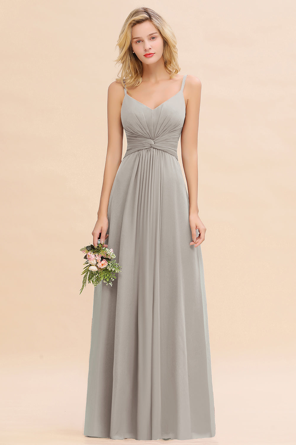 Modest Ruffle Spaghetti Straps Backless Burgundy Bridesmaid dresses Affordable - Fashionpara