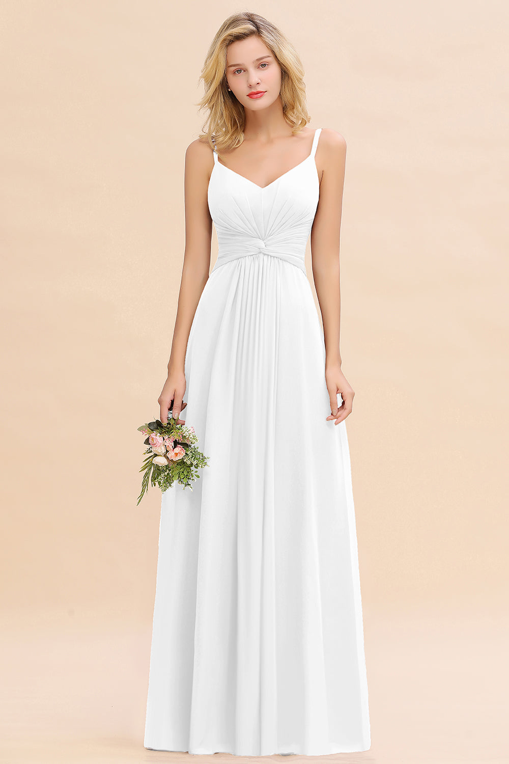 Modest Ruffle Spaghetti Straps Backless Burgundy Bridesmaid dresses Affordable - Fashionpara