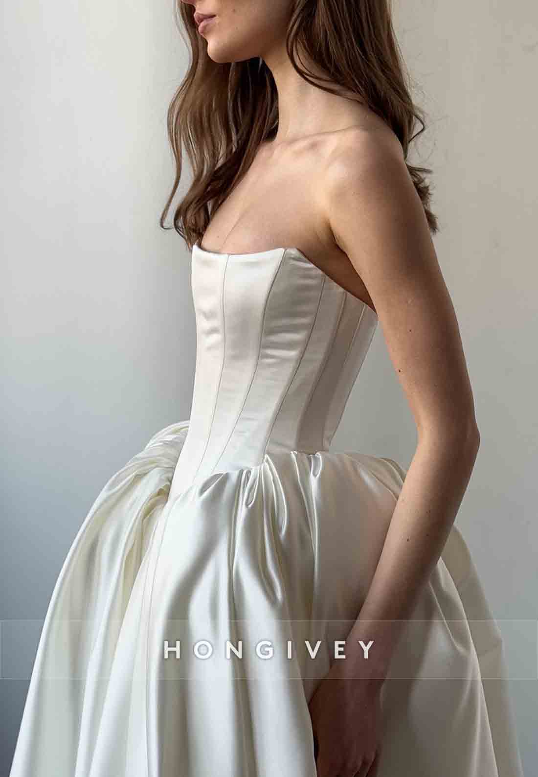 Satin Crisscross Back Sleeveless Court Train Empire Wedding Dresses