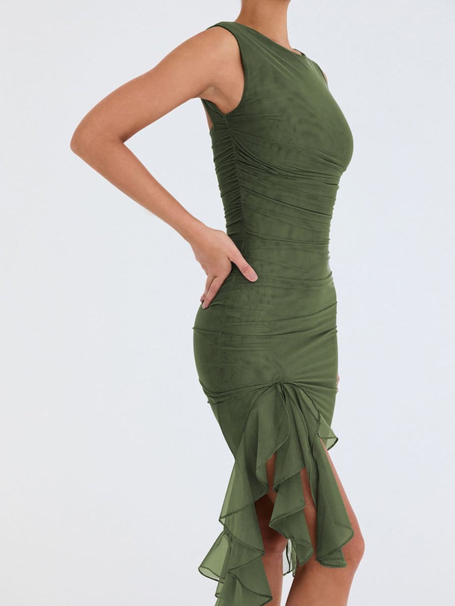 Backless Ruffle Midi