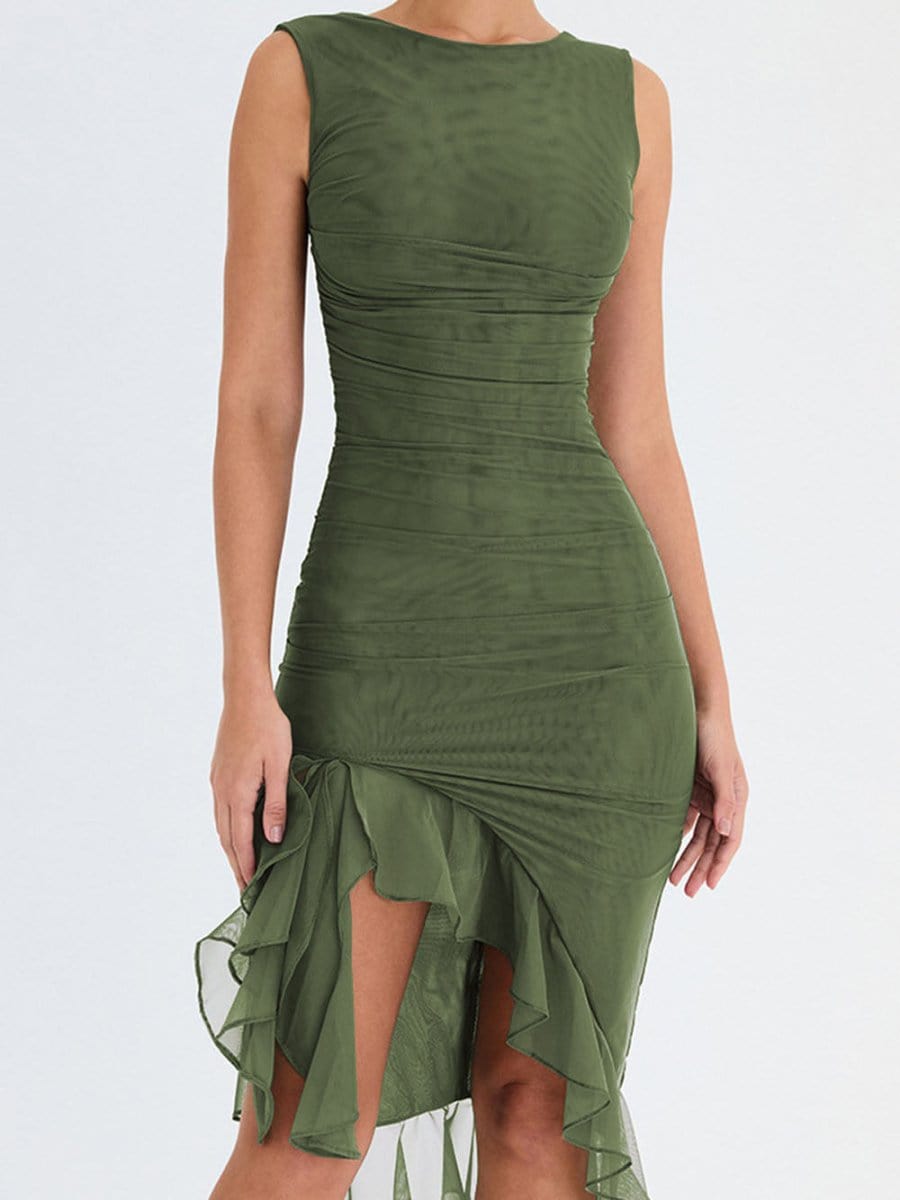 Morgan Backless Ruffle Midi Dress - Fashion Pov