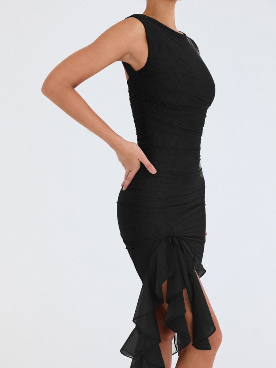 Backless Ruffle Midi