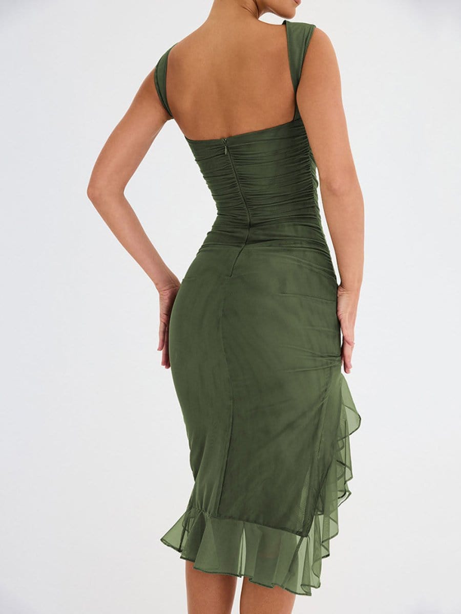 Backless Ruffle Midi