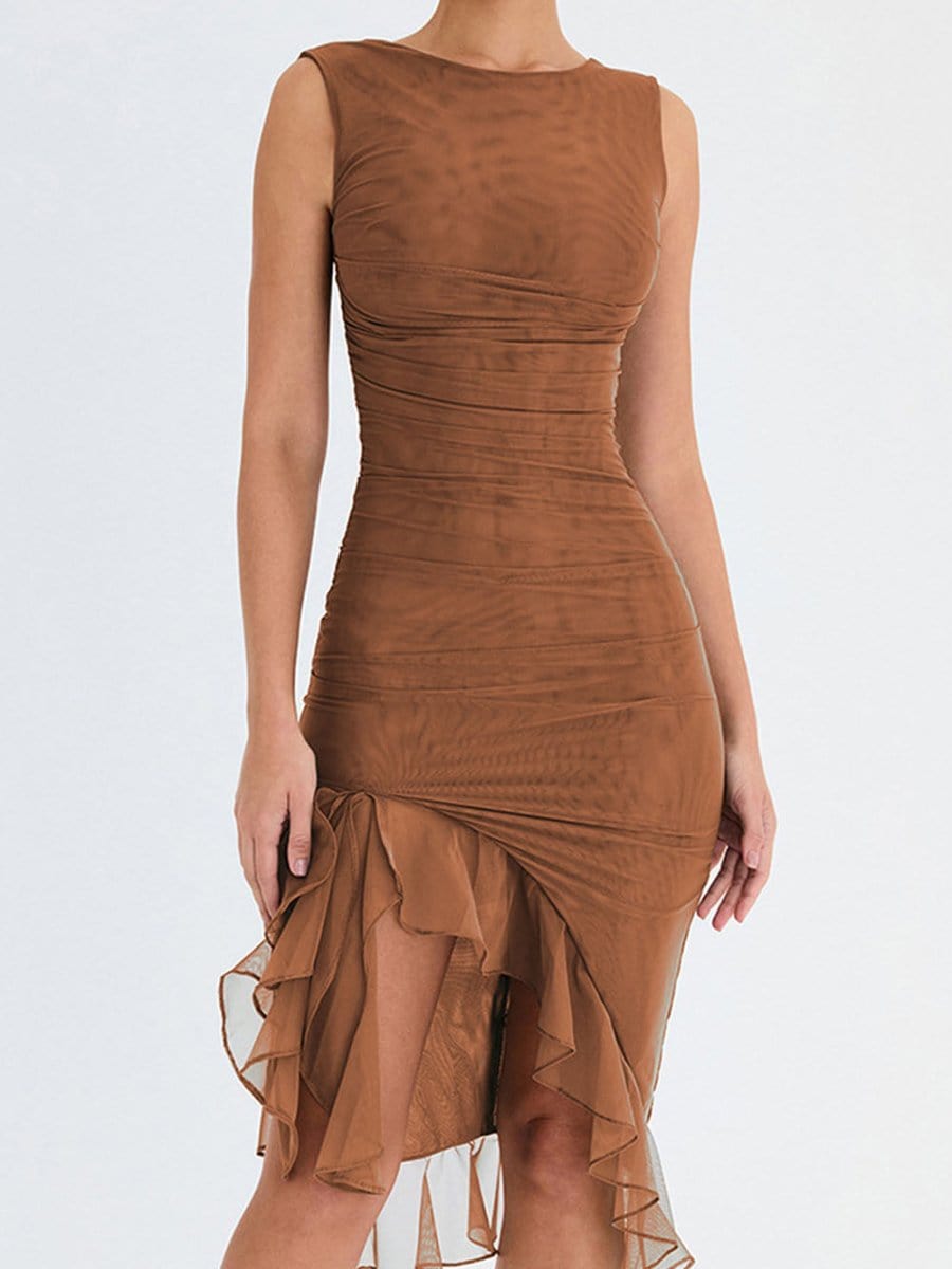 Morgan Backless Ruffle Midi Dress - Fashion Pov