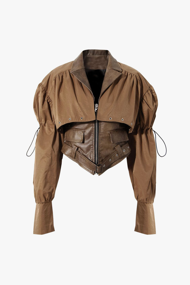 Rosedress Faux Leather Drawstring Vest Coat for Chic Style