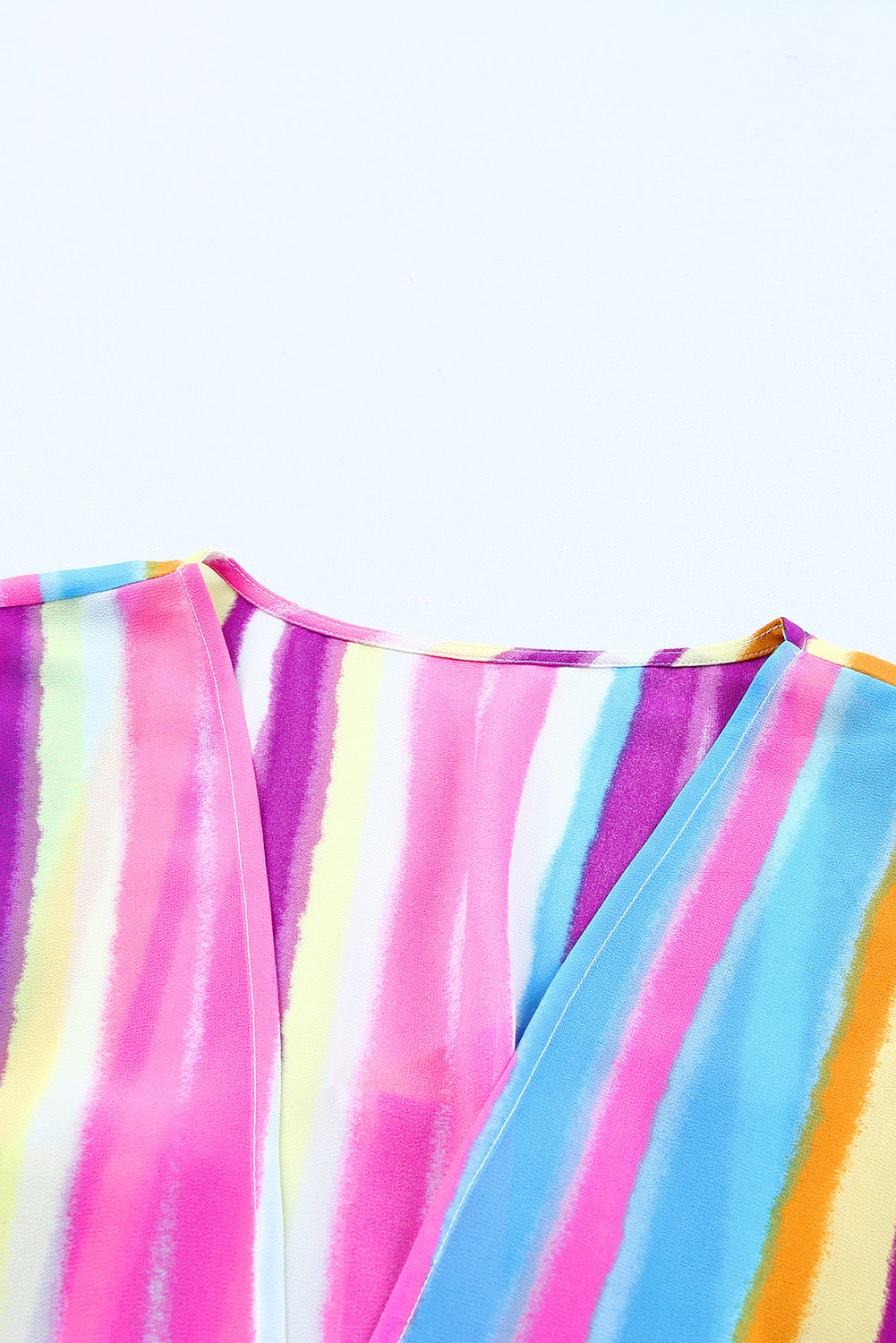 Multicolor Striped Print Oversized Kimono