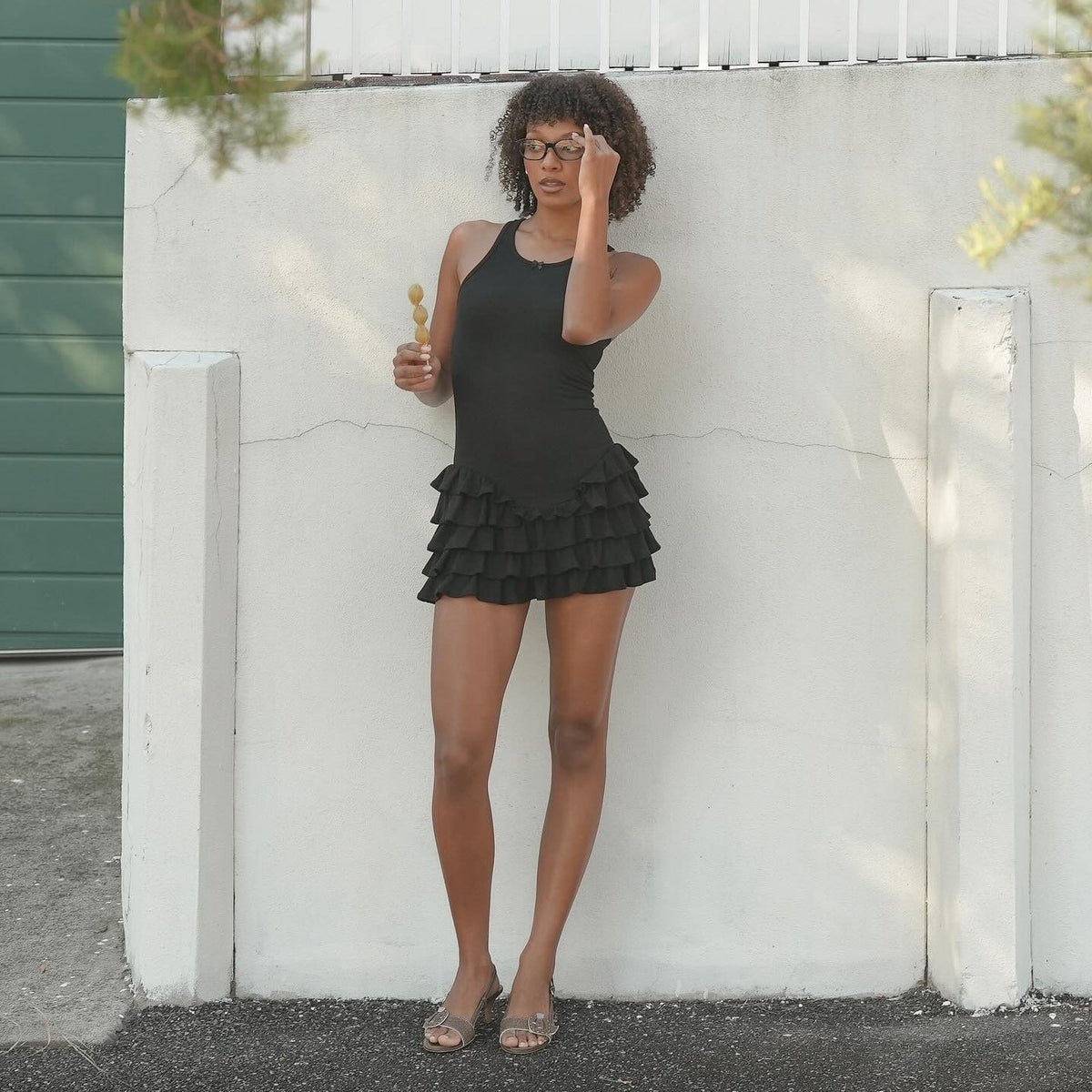 Ribbed Scoop Neck Tiered Ruffle Hem Mini Dress 4