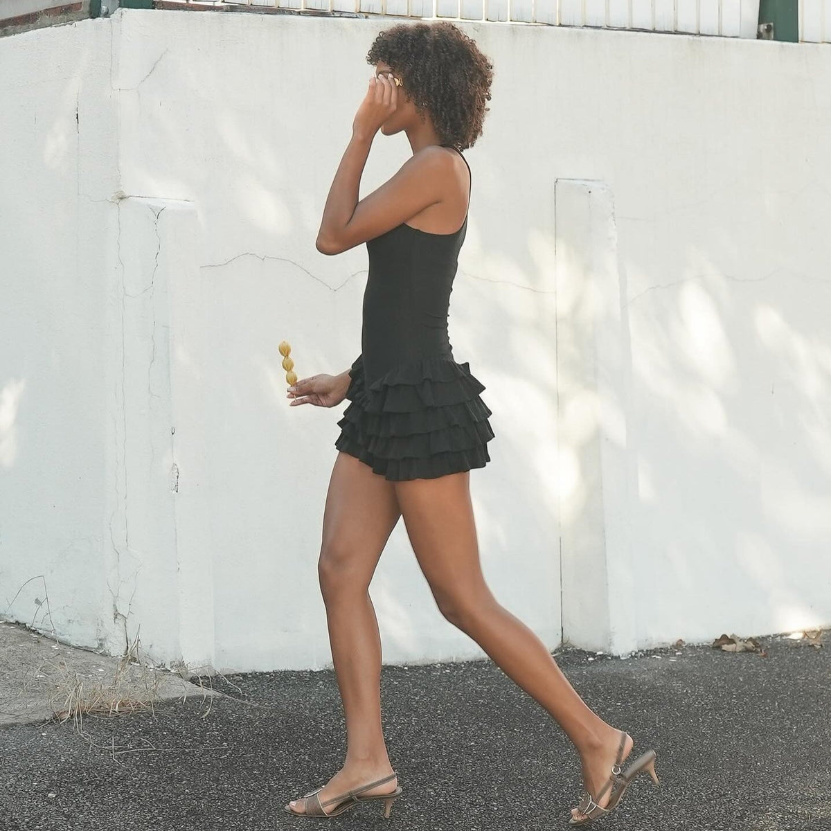 Ribbed Scoop Neck Tiered Ruffle Hem Mini Dress 5