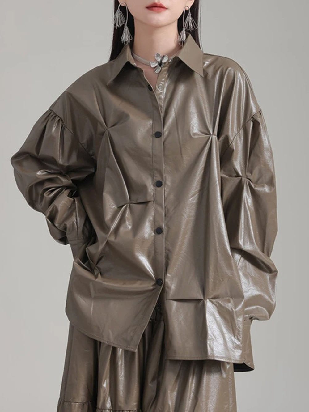 Leather Midi Dress - Fashionpara