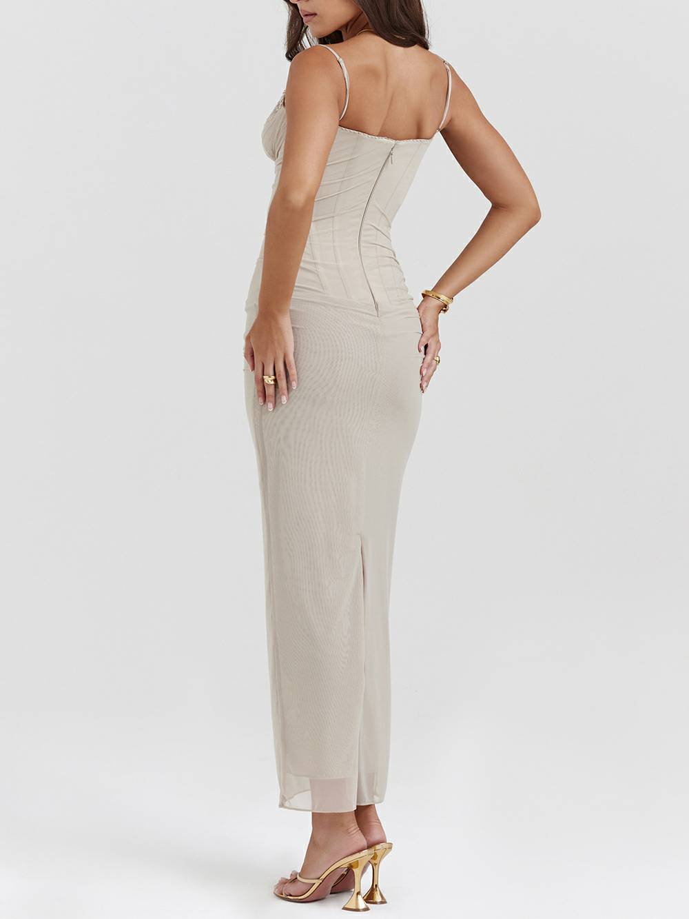 Sand Corset Maxi Dress - View 6