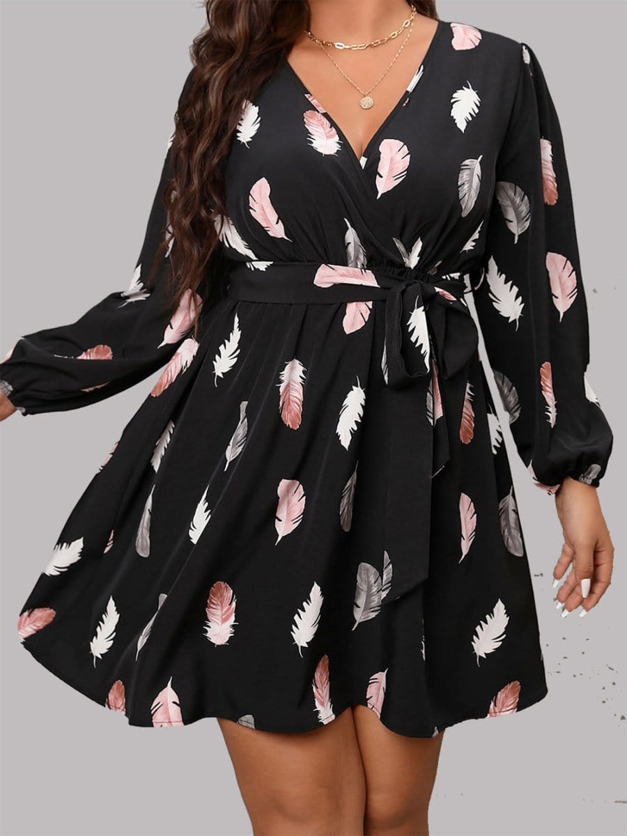 V-Neck Feather Mini - Fashionpara