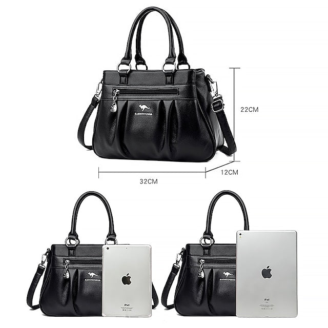 PU Leather Daily Handbag Holiday Boston Bag Zipper