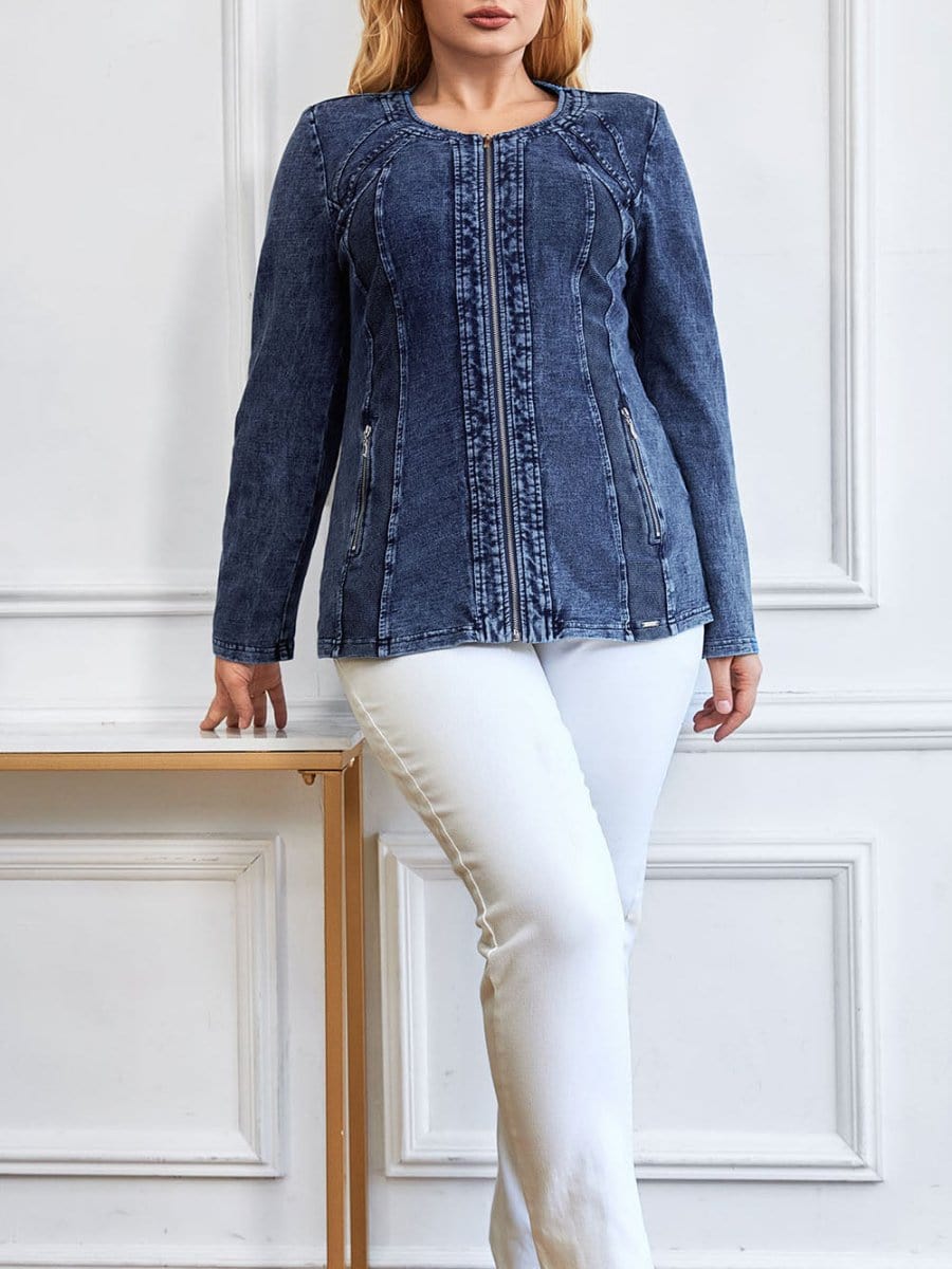 Denim Knitted Jacket - Fashionpara