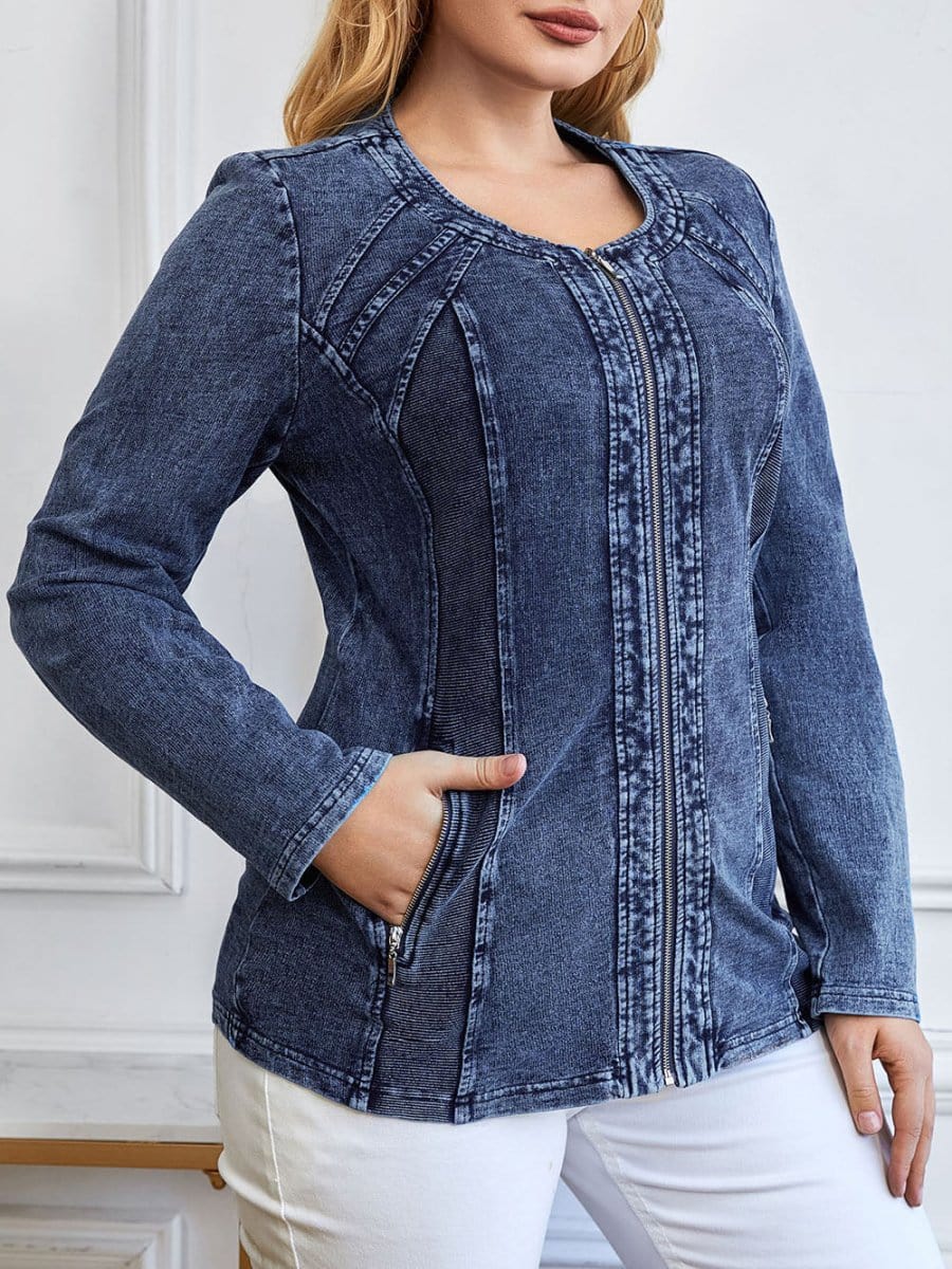Denim Knitted Jacket - Fashionpara