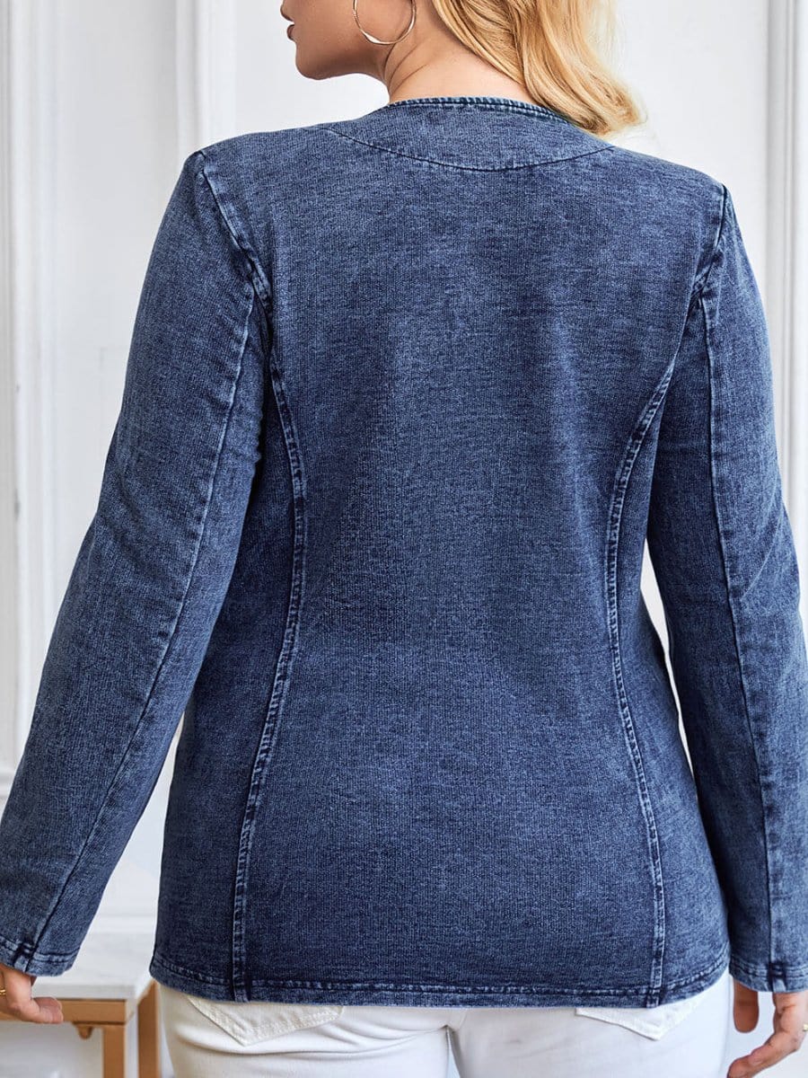 Denim Knitted Jacket - Fashionpara