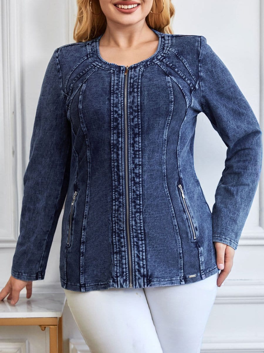 Denim Knitted Jacket - Fashionpara