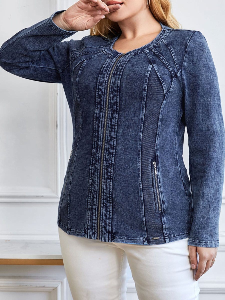 Denim Knitted Jacket - Fashionpara