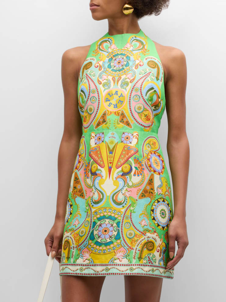 Backless Modern Ethnic Printed Mini Dress - Fashionpara