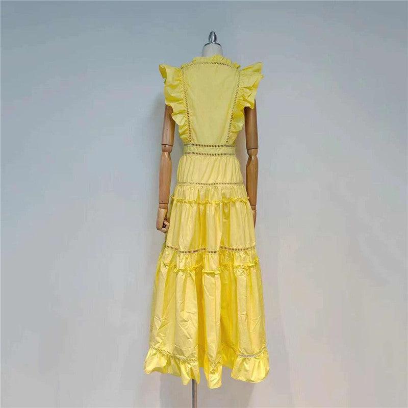 KittenAlarm - Nora Pleated Cap Sleeves Maxi Dress