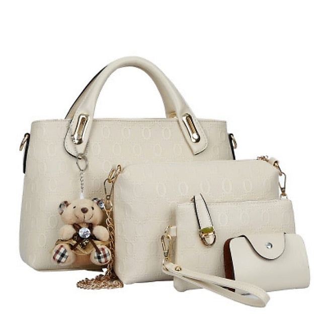 4 Bag Leather Purse PU Pieces Set