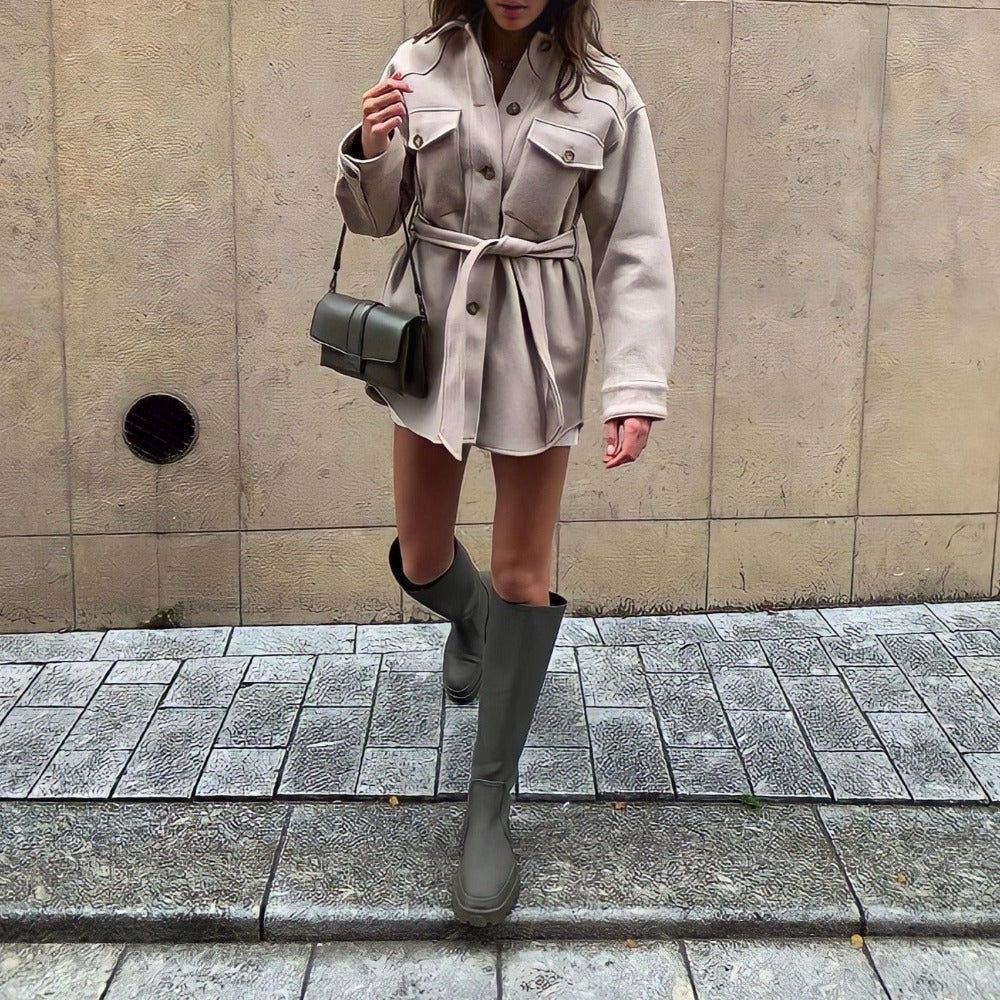 Shadya Belted Wool Shirt Coat 4