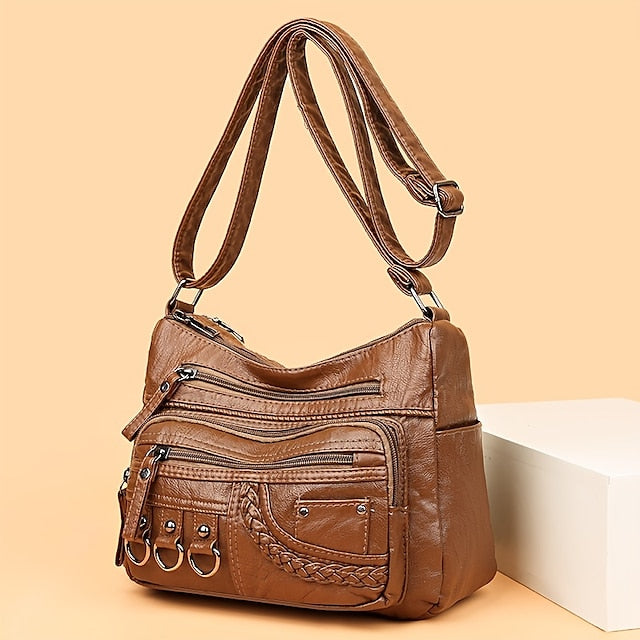 Multiple Crossbody with Vintage Leather Faux Bag