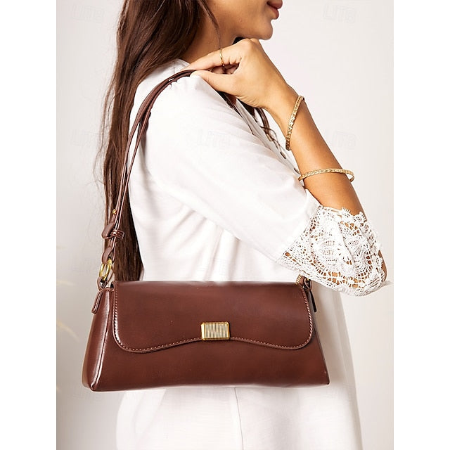 Daily Shopping Office Leather Tote Baguette Bag PU