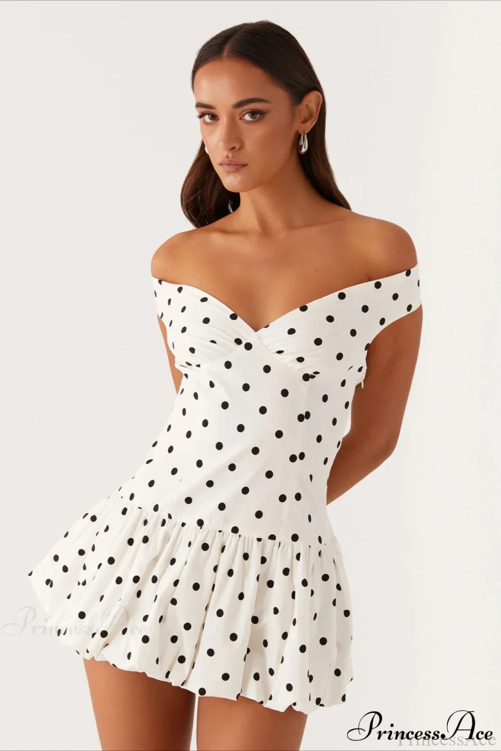 Off-Shoulder Peplum Mini Dress White / S