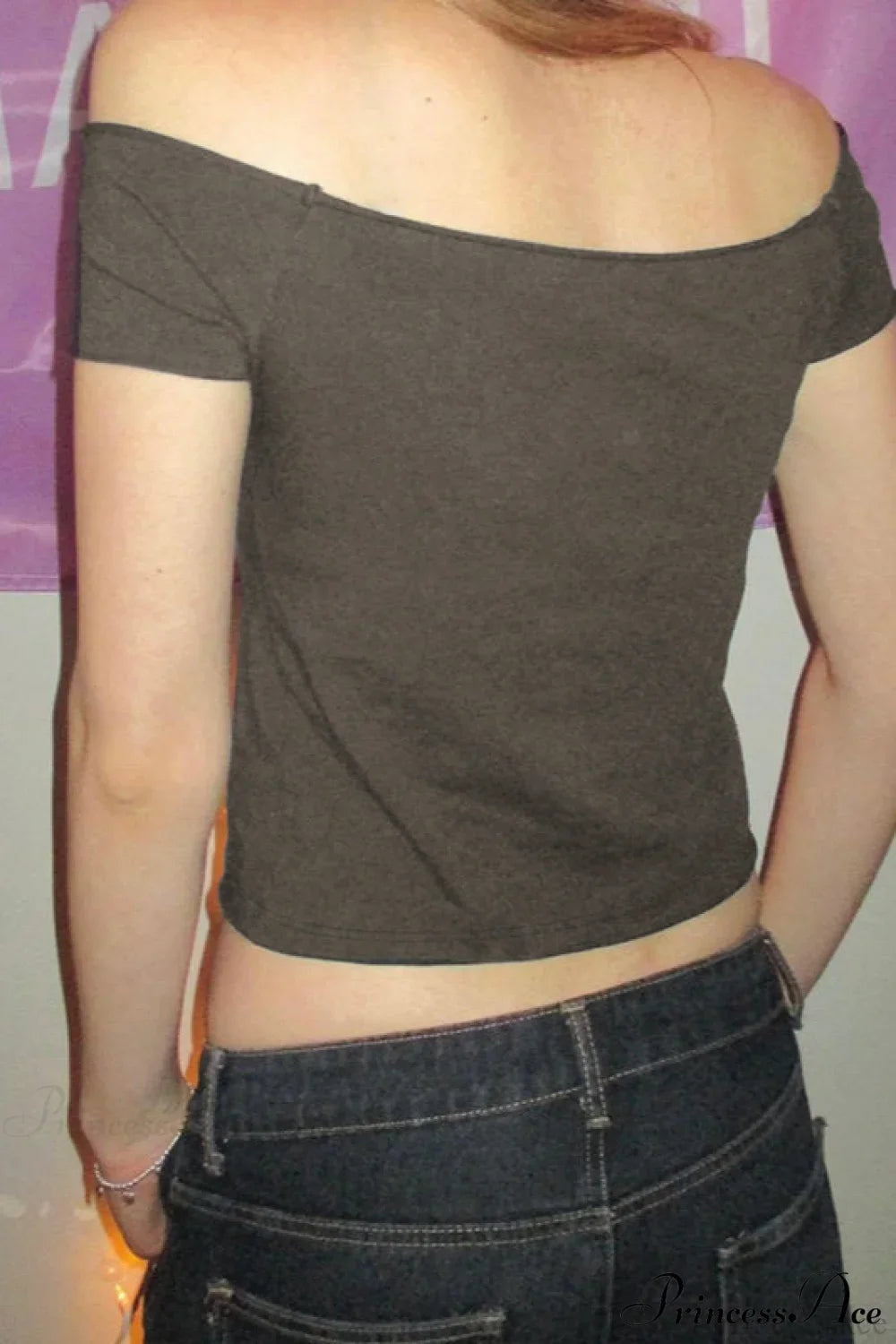 Off Shoulder Wing Print T-shirt