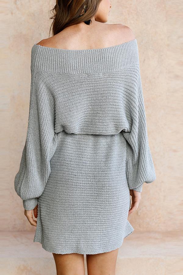 RadyRin Off The Shoulder Batwing Sleeve Sweater Dress
