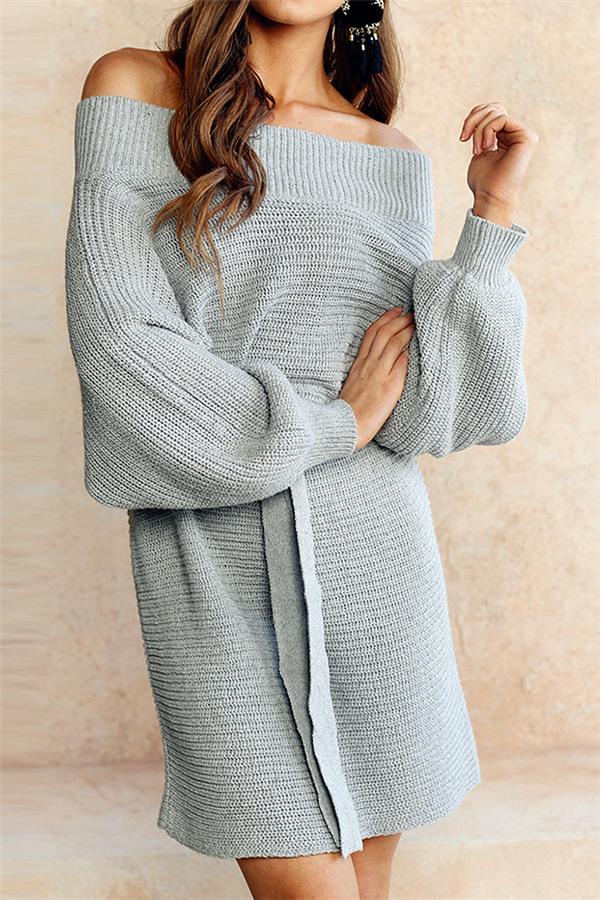 RadyRin Off The Shoulder Batwing Sleeve Sweater Dress