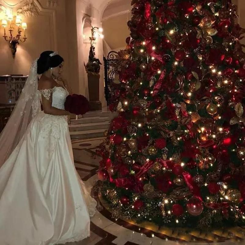 Off-the-Shoulder Mermaid Wedding Dress Overskirt Lace Bridal Gown - Fashionpara