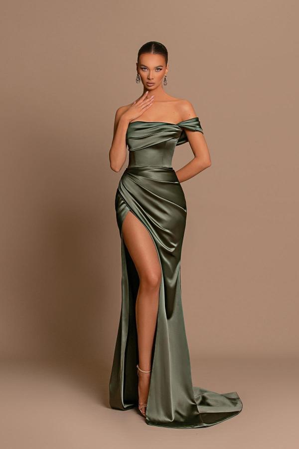 Off-the-Shoulder Prom Dress Mermaid Split Long - Fashionpara