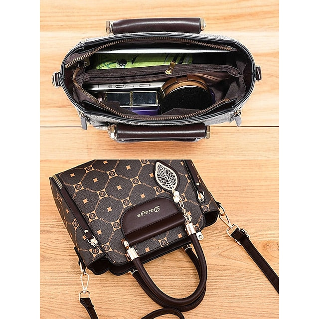 Accents Elegant Faux with Red and Leather Handbag