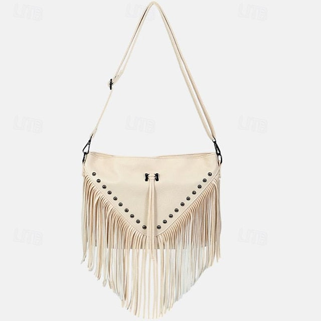 Crossbody Fringe Bohemian Bag with Leather